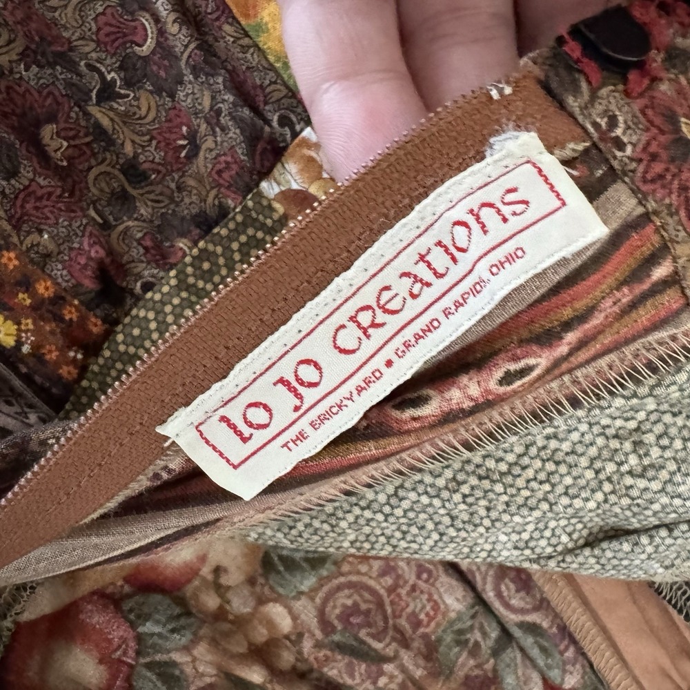 Vintage 80s Lo Jo Creations Patchwork Long Skirt Multi-Color BOHO - 27" Waist - Picture 10 of 13